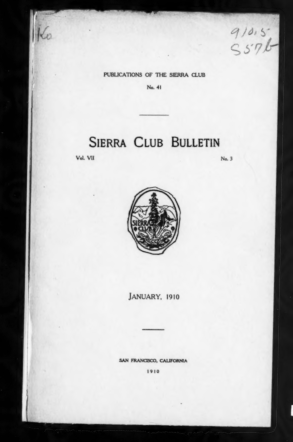 Sierra Club Bulletin 1910 Vol 7 No 3 January cover